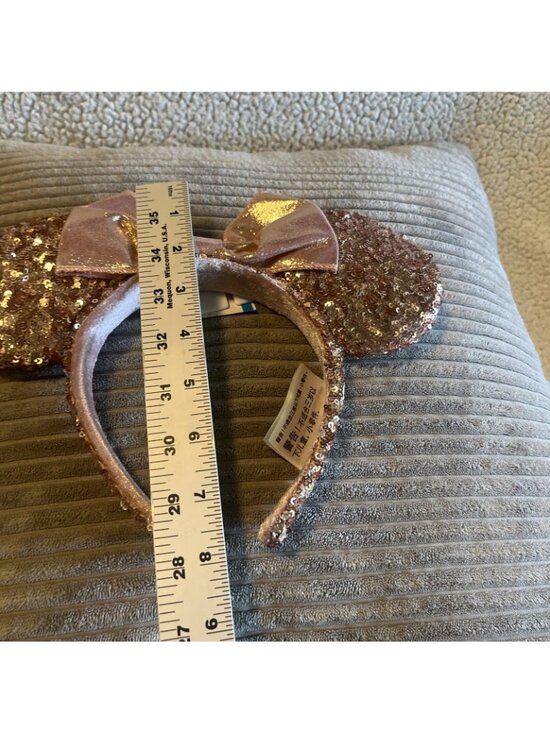 New Disney Parks Minnie Mouse Rose Gold Sequin Ear Headband main image 4